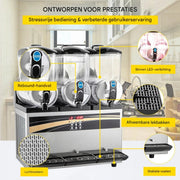 Slush Puppy Machine PRO - 45L - 3 Smaken - Met Display - RVS