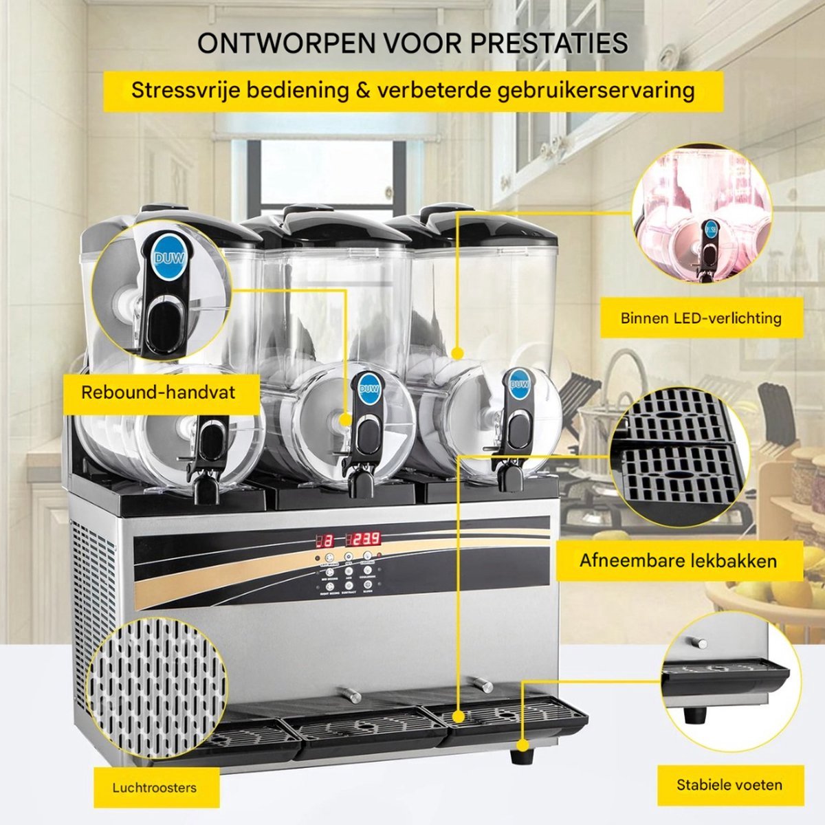 Slush Puppy Machine PRO - 45L - 3 Smaken - Met Display - RVS