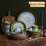 Regal Serviesset - 16 delig - 12 persoons - Durec groen - Dinerborden - Bordenset - Diepe borden - Ontbijtborden - Servies - Keukenservies – Luxe design