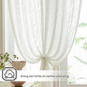 Gordijnen Valora - Lulu - Lichtdoorlatend - Met ringen - 140x213cm - Voor woonkamer & slaapkamer - Wit