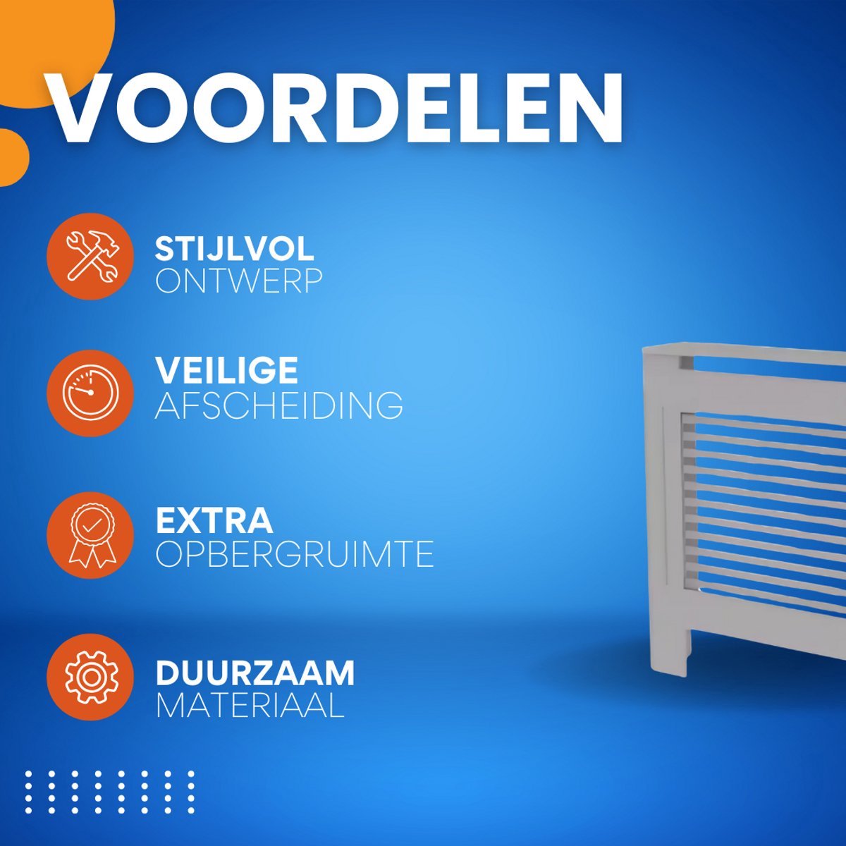 Radiatorombouw Vortex - 78x92 cm - Ombouw rooster - Horizontale panelen - MDF - Stijlvol - Grijs
