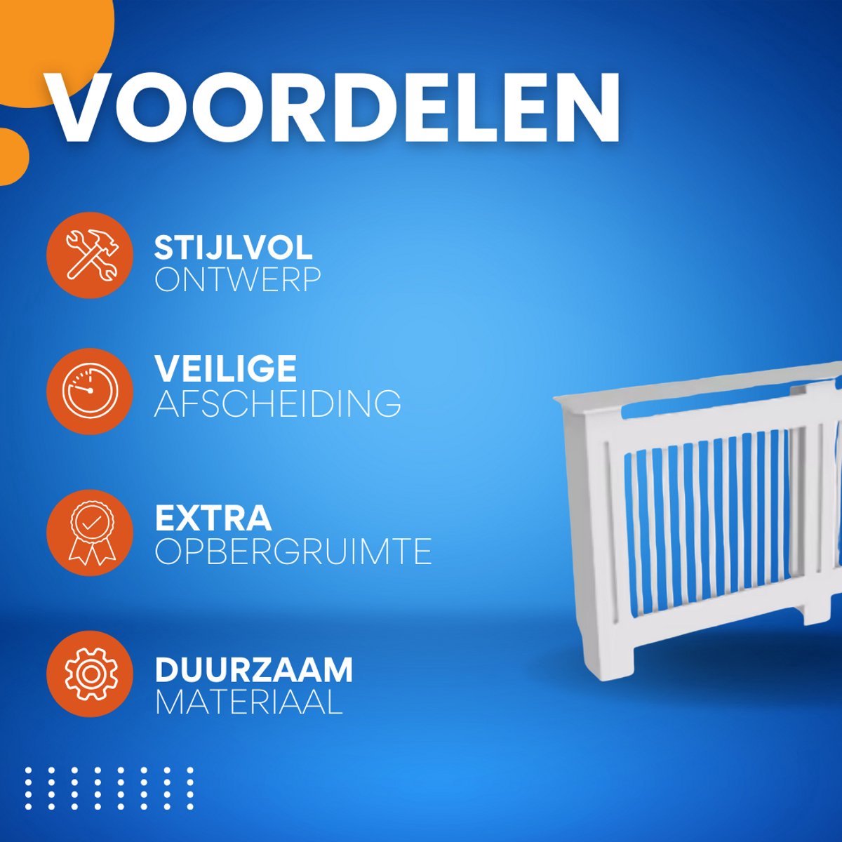 Grandiose Radiatorombouw - 172x92 cm - Ombouw rooster - Verticale panelen - MDF - Stijlvol - Wit