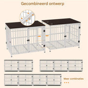 Hondenkennel Valora - Zware Hondenkennel - Voor Huisdieren - Metalen Hondenkrat met Houten Meubelstijl - Hondenbench - Zwart - 91cm