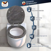 WC-bril - Toiletbril - Voor Toilet & Badkamer – Soft-Close - Duurzaam Kunststof - Met marmerlook