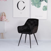 Happyment Eetkamerstoelen Fluweel - Zwart - Woonkamerstoelen - Fauteuil - Keukenstoelen - Kuipstoel - Set van 2