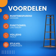 Hoek Boekenkast - Boekenplank - Wandplank - Boekenrek - Bruin