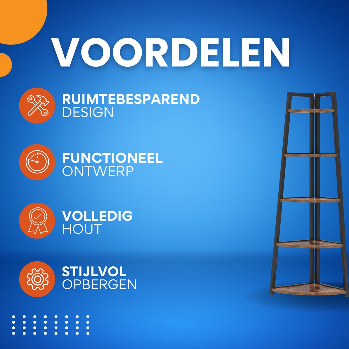 Hoek Boekenkast - Boekenplank - Wandplank - Boekenrek - Bruin