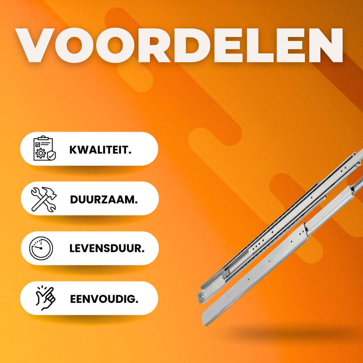 Ladegeleiders - 3-Voudige Ladelopers - Lade Rails van Koudgewalst Staal