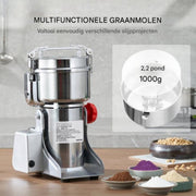 Elektrische graanmolen - Kruidenmolen - Kruiden maler - Spice grinder - RVS - 3750W - 1000gr