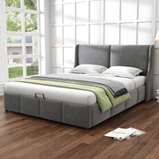 Bed - Tweepersoonsbedden - Tweepersoonsbed - Voor Slaapkamer - Tweepersoonsbed met Oorvormig Kussen Hoofdeinde & Hydraulisch Opbergsysteem - Grijs - 180x200
