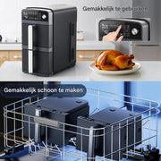 Mini oven - Grill rooster - Bakplaat - Airfryer - Voor Gezond en Snel Koken - Met 11 Programma’s - 1800W, LED-scherm, 5 Accessoires Inclusief Draaispit & Receptenboek