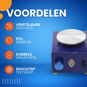 Mini Pottenbakkersschijf - Draaischijf - Pottenbakken - Voor Onderwijs, DIY & Winkels -Blauw