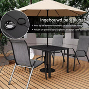 Tuintafel - Met Parasolgat - Eettafel voor Buiten - Terrastafel - Rechthoekige Aluminium - 110x70 cm - WPC Balkon Tafel, Weerbestendig en Duurzaam