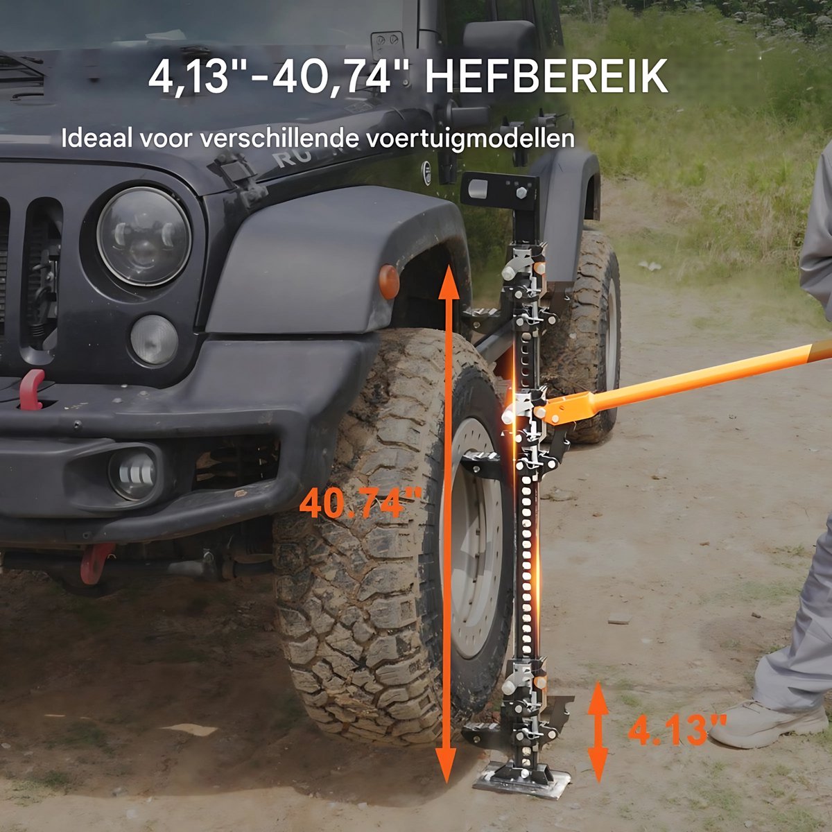 Off road autokrik - Boerenkrik - Handkrik - Dommekracht - 105-1035mm - Viking arm jack