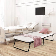 Opklapbed Zyrell op wieltjes - Met matras - 80x190cm - Logeerbed - Vouwbed 1 persoons - Inklarbaar - voor Volwassenen