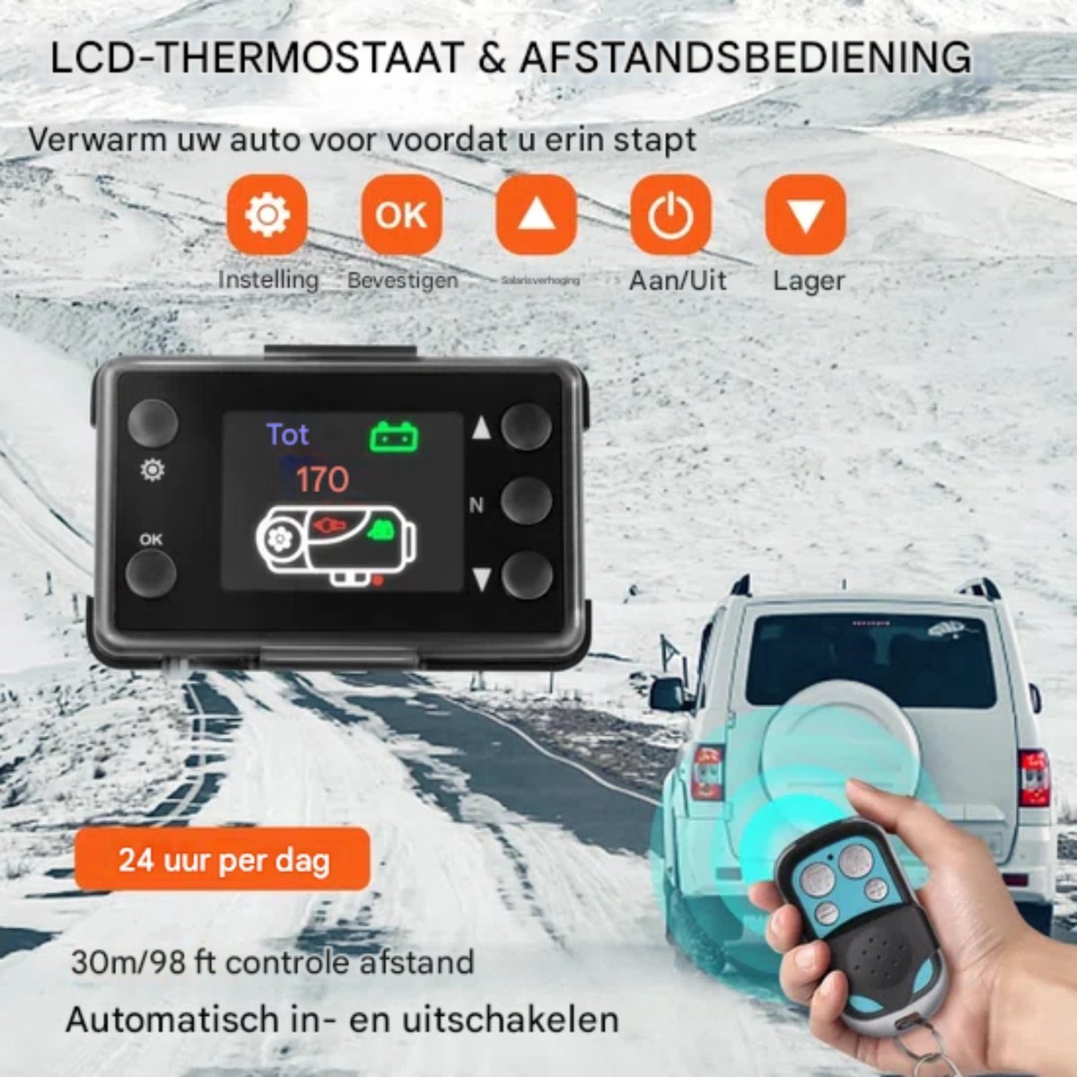Happyment standkachel - Dieselkachel - 12V - LCD schakelaar - Auto, vrachtwagens Verwarming
