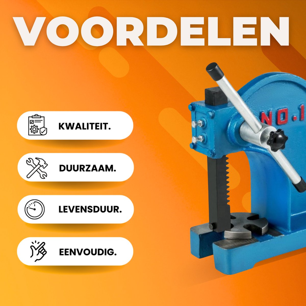 Prieelpers PRO - Gietijzeren Werkplaatspers - 1 Ton - Handmatig met Antisliphendel