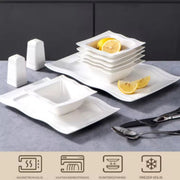 Haute Ontbijtborden – 6 persoons – 28 delig – Wit Keramisch – Eetborden – Breakfast Plates