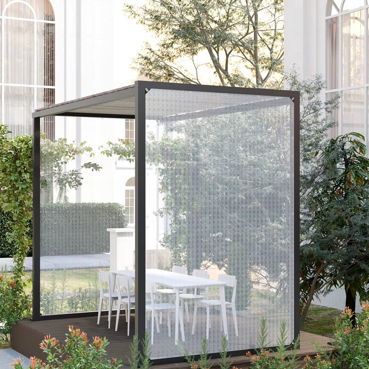 Waterdicht Zeildoek - Transparant - Voor Tuinmeubilair, Trampolines & Brandhout - Scheurbestendig & UV-bestendig - Color: Clear-3x6m