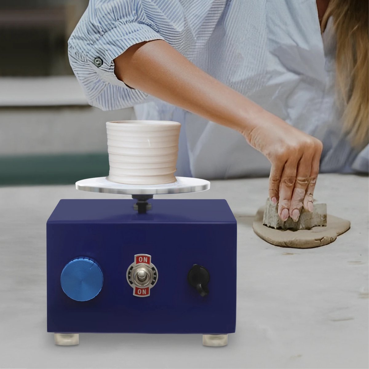 Mini Pottenbakkersschijf - Draaischijf - Pottenbakken - Voor Onderwijs, DIY & Winkels -Blauw