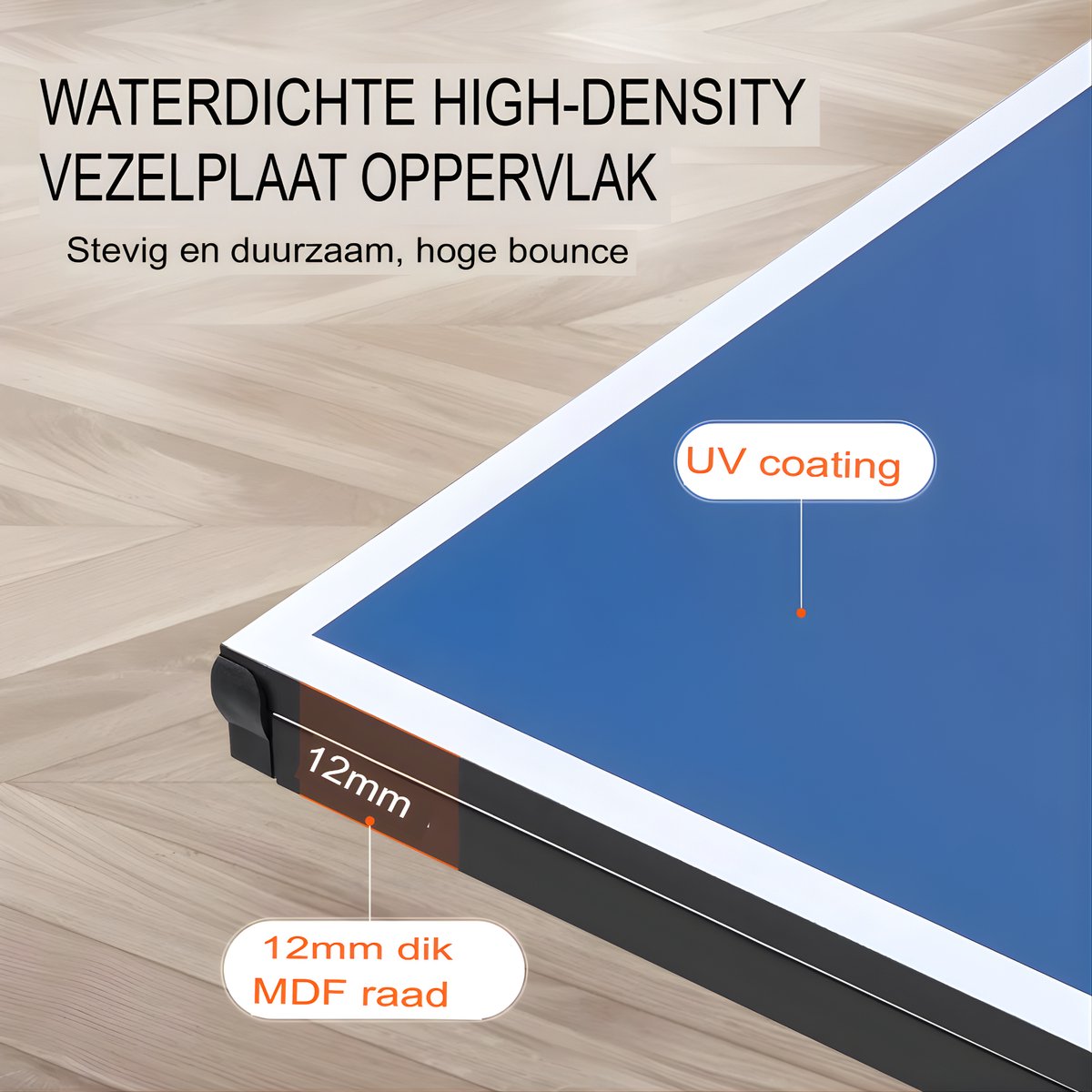 Professionele Opvouwbare Tafeltennistafel - Pingpongtafel - Voor Indoor & Thuisgebruik - MDF Speeloppervlak - Dikte 25mm