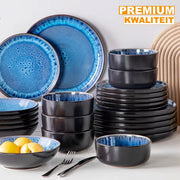 Morencia Serviesset - 48 delig - 12 persoons - Blue Eye - Dinerborden - Bordenset - Diepe borden - Ontbijtborden - Servies - Keukenservies