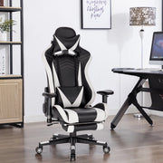 Luxe Gaming stoel - Wit - Met voetsteun - Gamestoel - Verstelbaar in hoogte - Chair - Ergonomische bureaustoel - Chair - Kunstleer