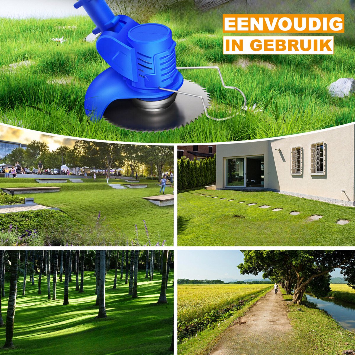 Grastrimmer Deluxe - 21V - Elektrische Draadloze Strimmer - 2x Accu - Grasmaaier - Snoei Cutter Tuingereedschap - Onkruid Heggenschaar