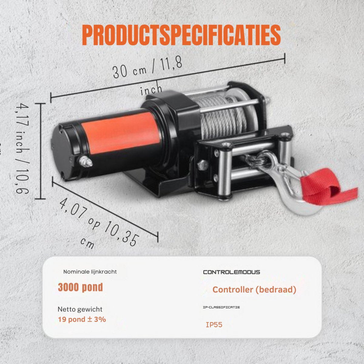 Elektrische Lier PRO - Takel - Hijskraan - Draadloze afstandsbediening - 1360KG Power Winch - 12V DC Offroad motor