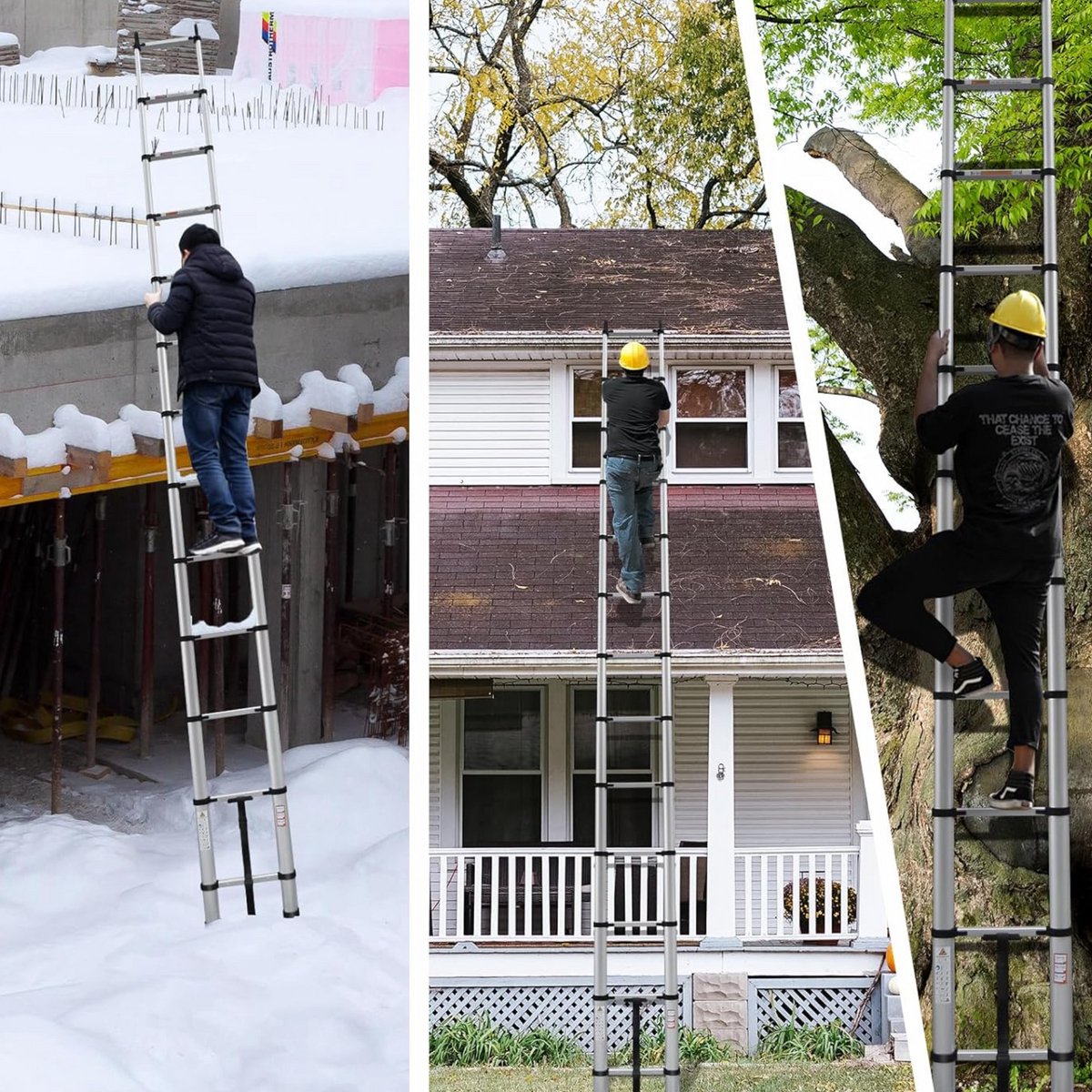 Telescopische Ladder 3,2M - Aluminium Uitschuifbare Vouwladder - Lichtgewicht & Stevig - 150KG Belastbaar - Ideaal Voor Binnen & Buiten