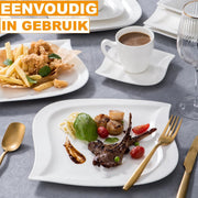Crystal Bordenset – Ontbijtborden – 12 persoons – 60 delig – Marmerlook Keramisch – Eetborden – Kleurrijke presentatie