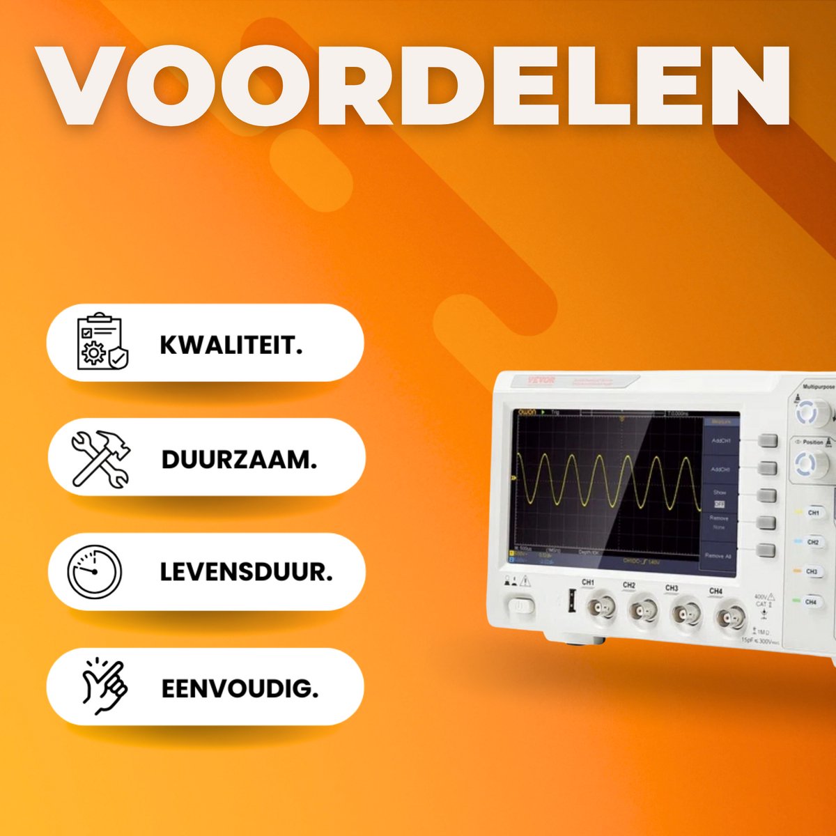 Mini oscilloscoop PRO - Handoscilloscoop met Digitale Multimeter - Signaalgenerator - 4 Kanalen - 100 MHz