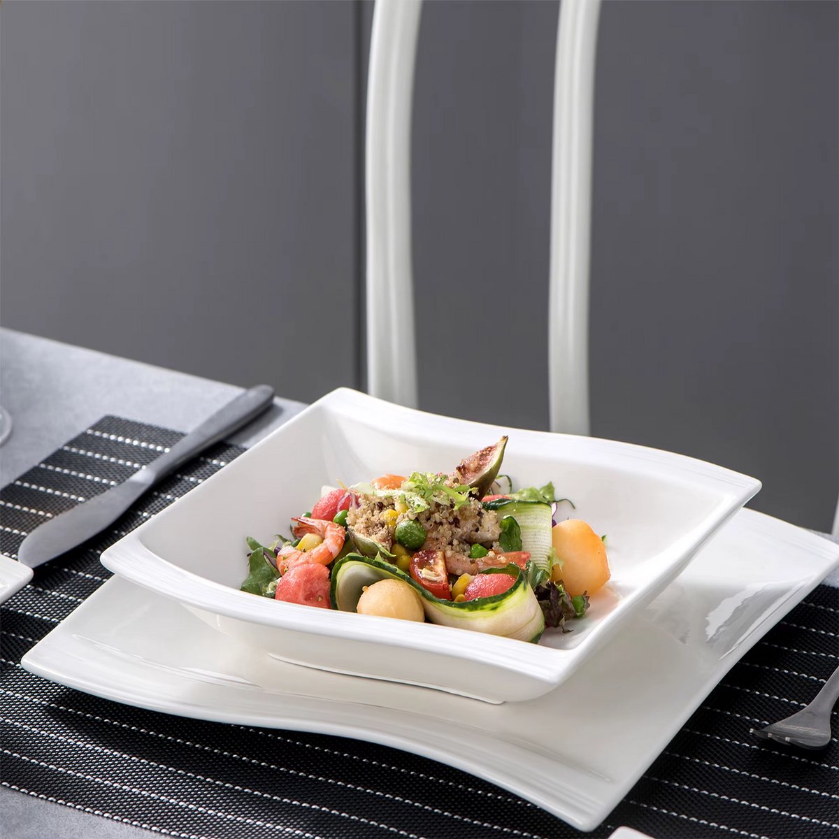 Exquisite Bordenset – 6 persoons – Wit Keramisch – Dinerborden – Ontbijtborden