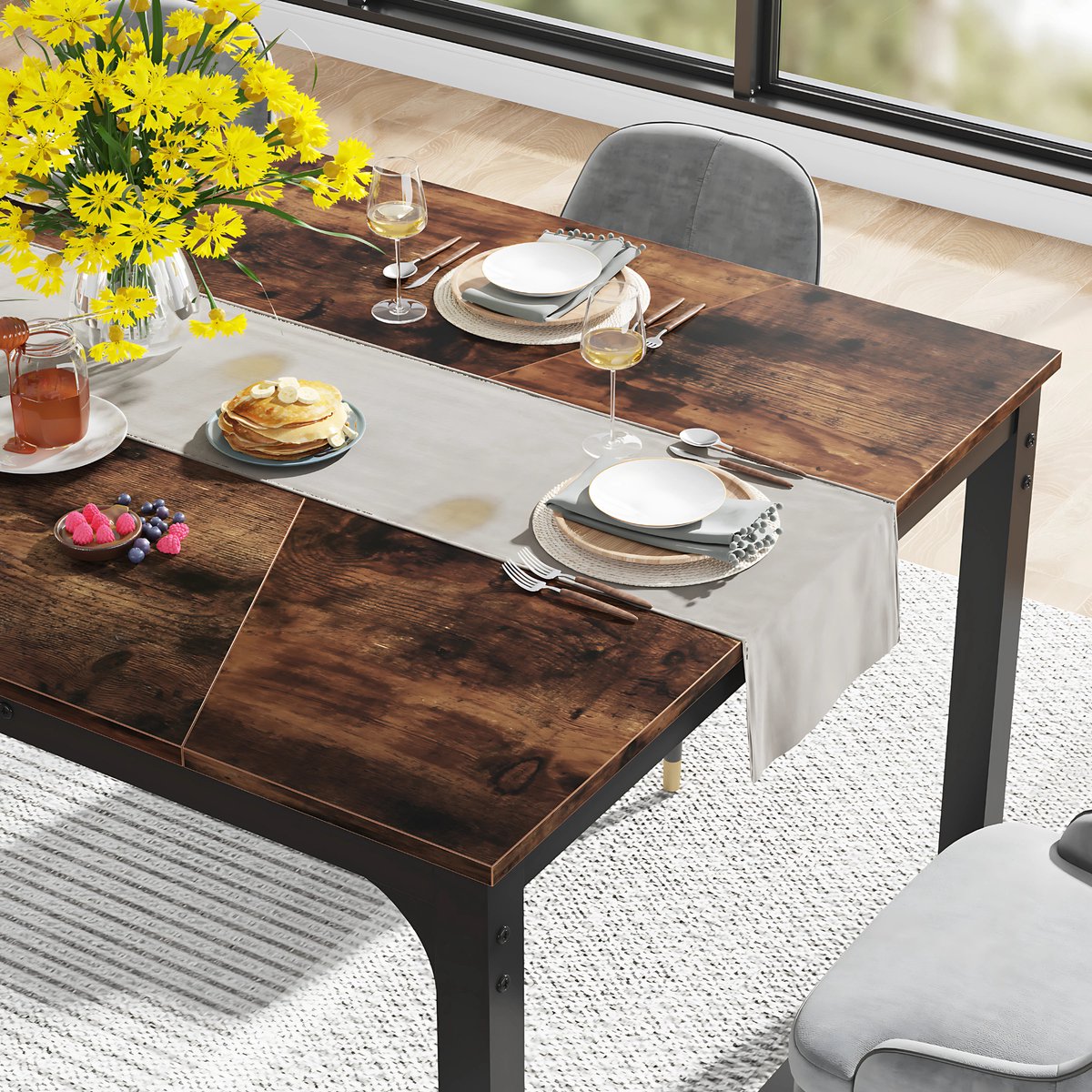 Eettafel Avira - 200cm - Voor 6-8 personen - Voor Keuken of eetkamer - Bruin