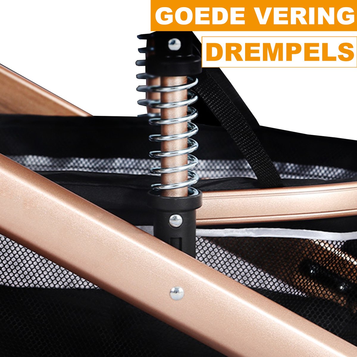 Happyment® kinderwagen 3 in 1 - Met stoel & wieg - Wandelwagen - Zwart