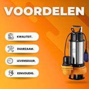 Dompelpomp - 6000L/u - Waterpomp Vuil water - 2200W - Elektrisch Tuinpomp - Met vlotter