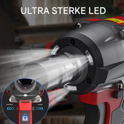 Draadloze Slagmoersleutel - 1/2" Borstelloos Power Impact Gun - 1500Nm Elektrische Sleutel - 4 Stopcontacten & 12 Schroevendraaierbits