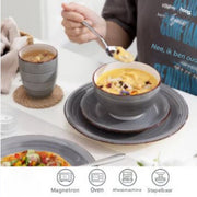 Grandiose Bordenset – 4 persoons – 16 delig – Grijs Keramisch – Serviesset – Breakfast Plates