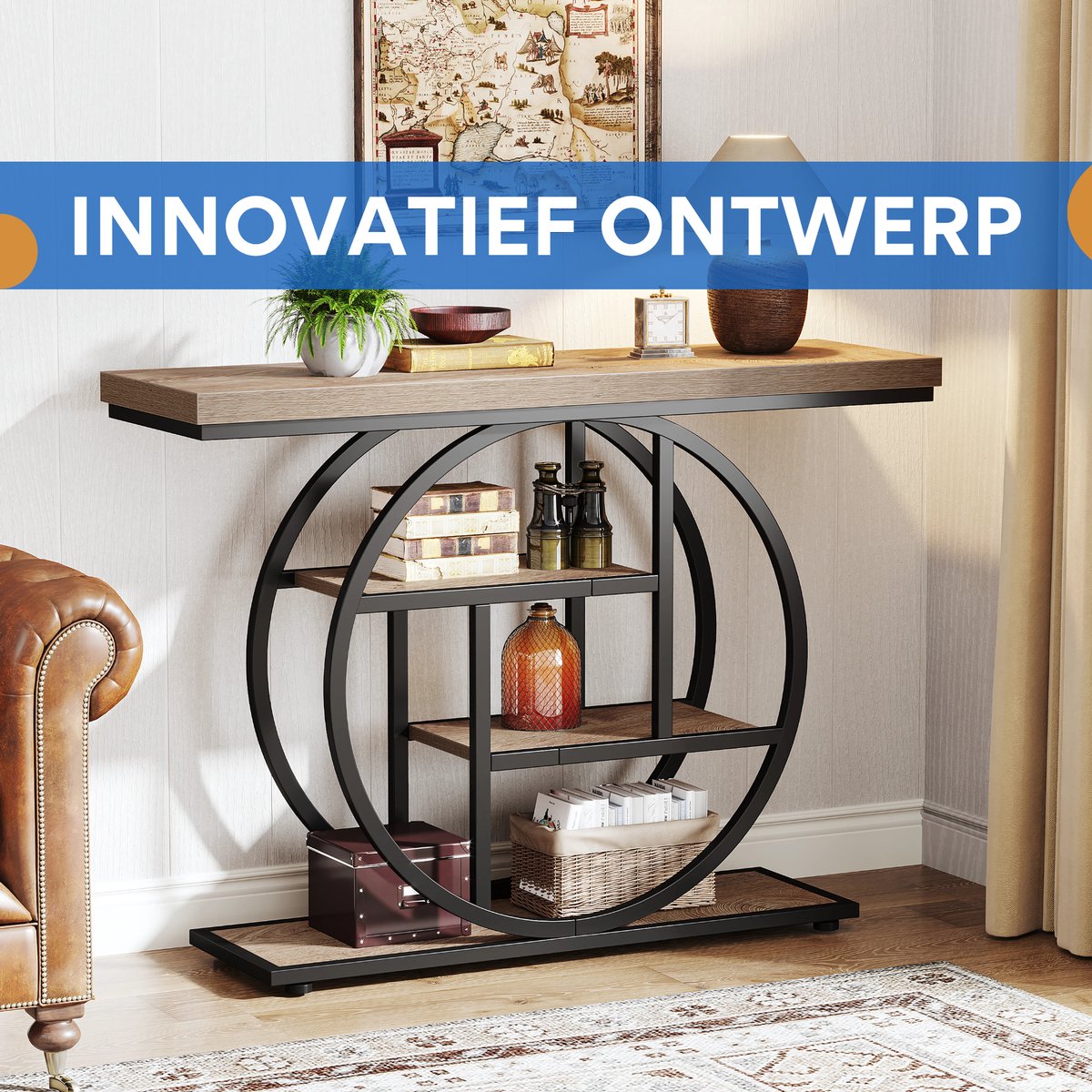 Consoletafel Novio - Sidetafel - Wandtafel - Haltafel - Bruin - Voor Hal of woonkamer of Gang - 100cm