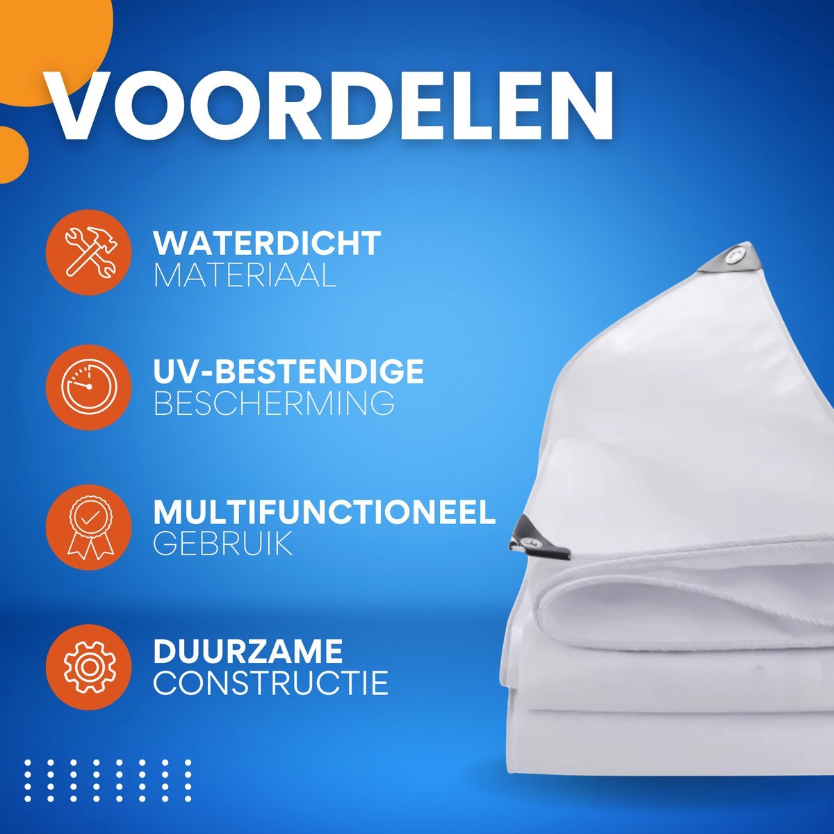Dekzeil Vortex - 180g/m² PE - Voor Tuinmeubelen, Zwembad, Hout, Auto & Boot - Waterdicht - Weerbestendig zeildoek - 400x600cm - Wit - Bouwzeil - Afdekzeil - Beschermhoes
