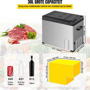 Koelbox deluxe - 30L - 45 Blikjes - Koeltas - Elektrisch - Oplaadbaar - Vriescombinatie - 220V - Camping, Auto, Caravan