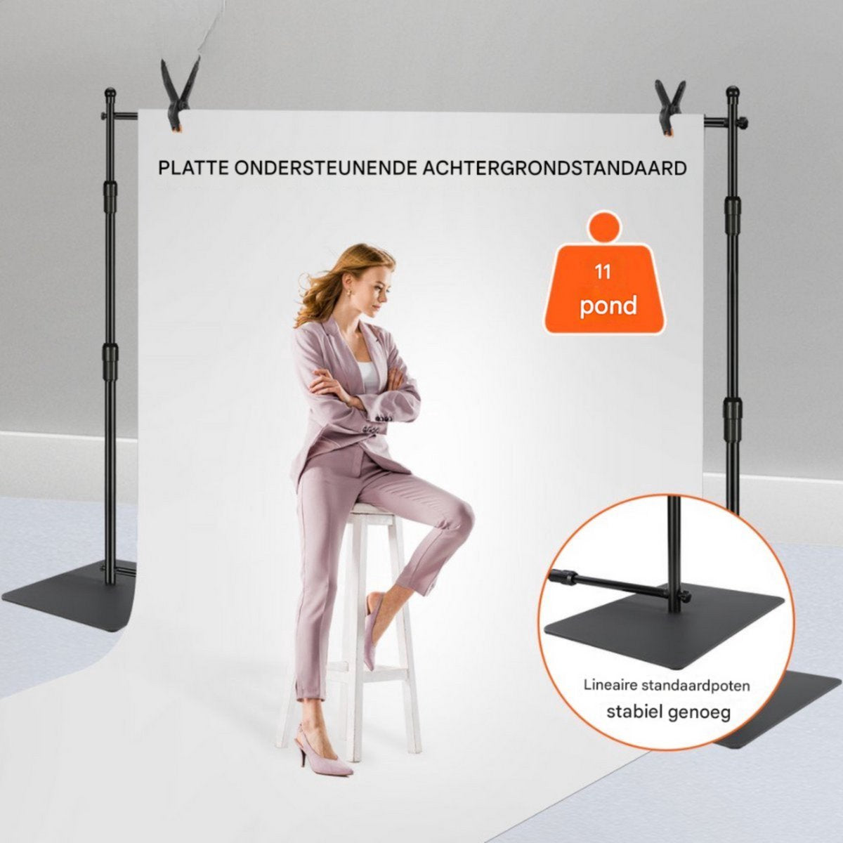 Fotografie achtergrond - Met statief - Wit - Achtergrond doek - Studio accessoires - White screen