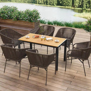 Tuintafel Zyrell - Buitentafel - Eettafel buiten - Outdoor - Voor Tuin & Terras - Rechthoekige Aluminium Tafel met Metalen Lattenbodem -110x70x73 cm - Hout