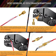 Krimptangen Tavien - Voor Spade Connector - 0,5-1,5mm² / 22-16 AWG - Elektrische Krimptang met 300 Stuks Kabel Messing Draad Terminals