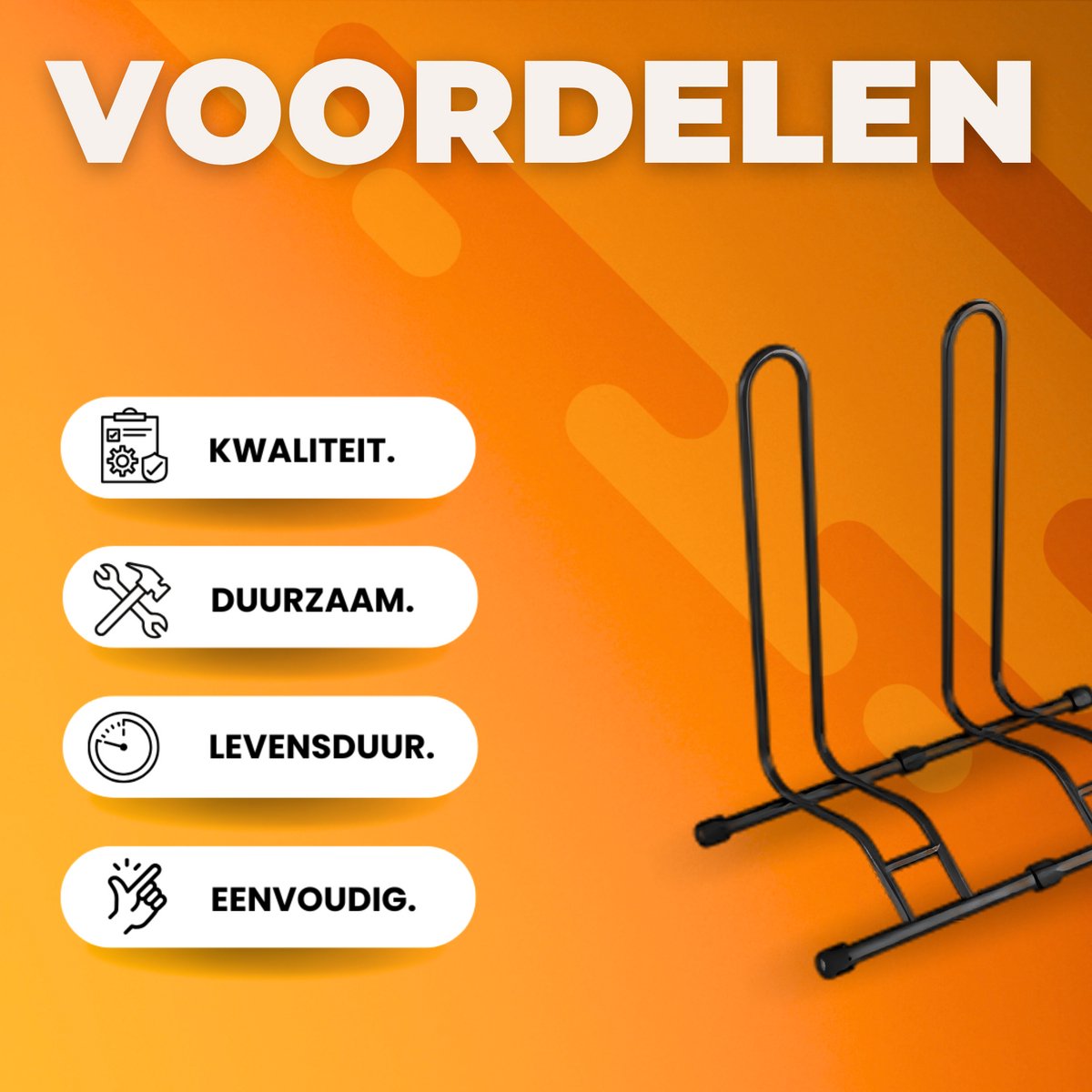 Fietsenstandaard - Fietsenrek - Voor Fietsopslag en Parkeren van 2 Fietsen - Vergrendelbaar & Omkeerbaar Ontwerp - Zwart Metaal