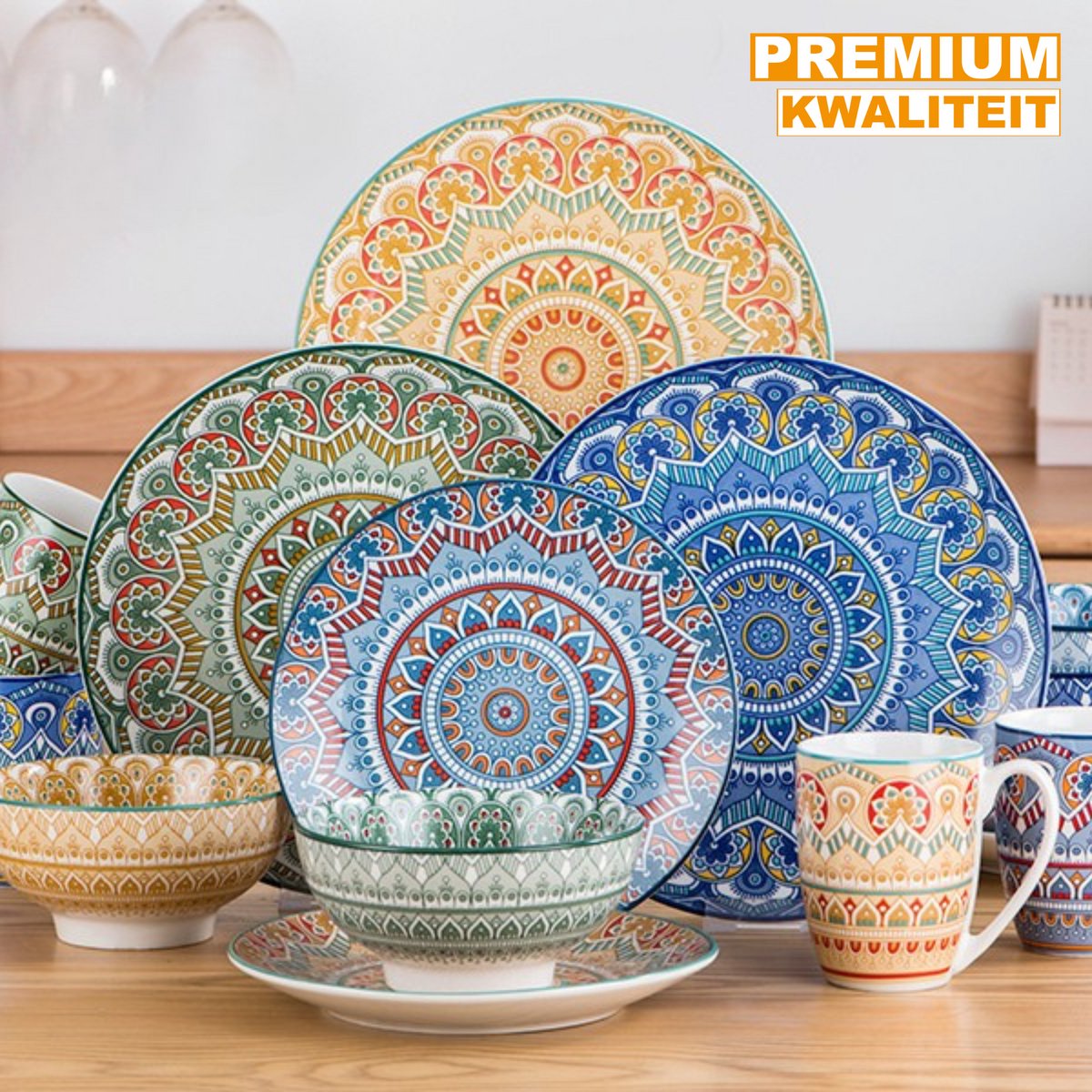 Valenza Serviesset - 32 delig - 8 persoons - Mix kleur - Dinerborden - Bordenset - Diepe borden - Ontbijtborden - Servies - Keukenservies