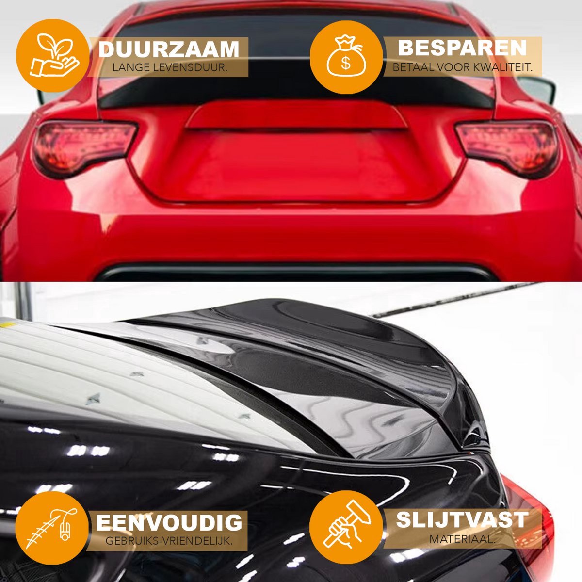 Spoiler Turbo Luxtra - Achterspoiler Turbo - Voor Subaru BRZ/FR-S/Toyota GT86 (2013-2020) - L-Stijl - Zwart