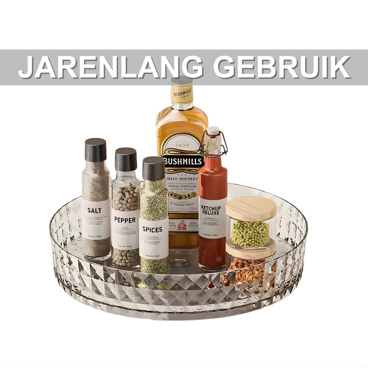 Kruiden draaiplateau - Kruiden orginazer - Keuken orginazer– Voor keuken of badkamer – 360° draaibaar - Transparant