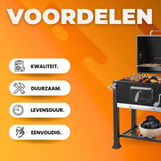 Houtskool grill op wieltjes - Voor 5 tot 10 personen - Houtskoolbarbecues - Briketten - Met deksel - Thuis of camping