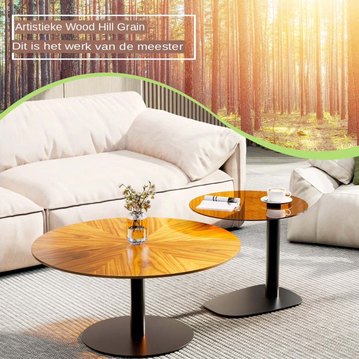 Marina Salontafel - Set van 2 - Beukenhout top